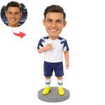 Regalo temático del Mundial para aficionados: figura cabezona personalizada de un jugador de fútbol.