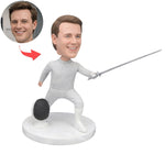 Figura cabezona personalizada de esgrima a partir de una foto
