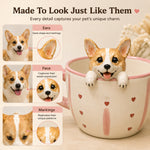 Taza de café personalizada de perro y gato con figura de mascota hecha a mano