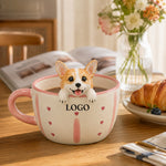 Taza de café personalizada de perro y gato con figura de mascota hecha a mano