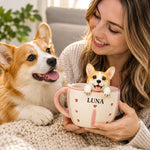 Taza de café personalizada de perro y gato con figura de mascota hecha a mano