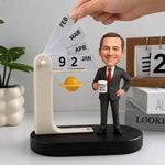Calendario de escritorio personalizado para jefe con figura de cabeza móvil personalizada