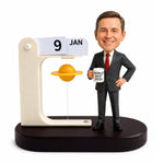 Calendario de escritorio personalizado para jefe con figura de cabeza móvil personalizada