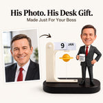Calendario de escritorio personalizado para jefe con figura de cabeza móvil personalizada