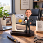 Calendario de escritorio personalizado para jefe con figura de cabeza móvil personalizada