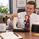 Calendario de escritorio personalizado para jefe con figura de cabeza móvil personalizada