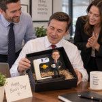 Calendario de escritorio personalizado para jefe con figura de cabeza móvil personalizada