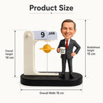 Calendario de escritorio personalizado para jefe con figura de cabeza móvil personalizada