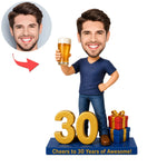 Bobblehead personalizado para 30.º cumpleaños