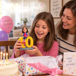 Figura bobblehead personalizada de niña sentada sobre el número 10, regalo de cumpleaños de 10 años
