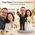 Figurita personalizada de pareja de boda con portaanillos a partir de foto