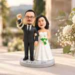 Figurita personalizada de pareja de boda con portaanillos a partir de foto