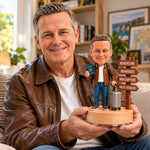 Figura de cabeza oscilante de viaje de jubilación personalizada y a medida con base musical giratoria de 360°