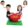 Amoroso corazón pareja Cabezudo personalizado