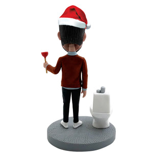 Cabezudo divertido personalizado con gorro de Papá Noel