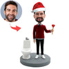 Cabezudo divertido personalizado con gorro de Papá Noel