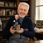 Bobblehead personalizado de jubilación con taza de café