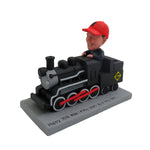 Figura cabezona personalizada de maquinista de tren a partir de una foto.