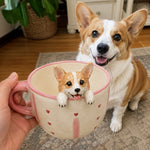 Taza de café personalizada de perro y gato con figura de mascota hecha a mano