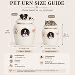 Urna conmemorativa de cerámica para mascotas personalizada con foto y figurilla personalizadas
