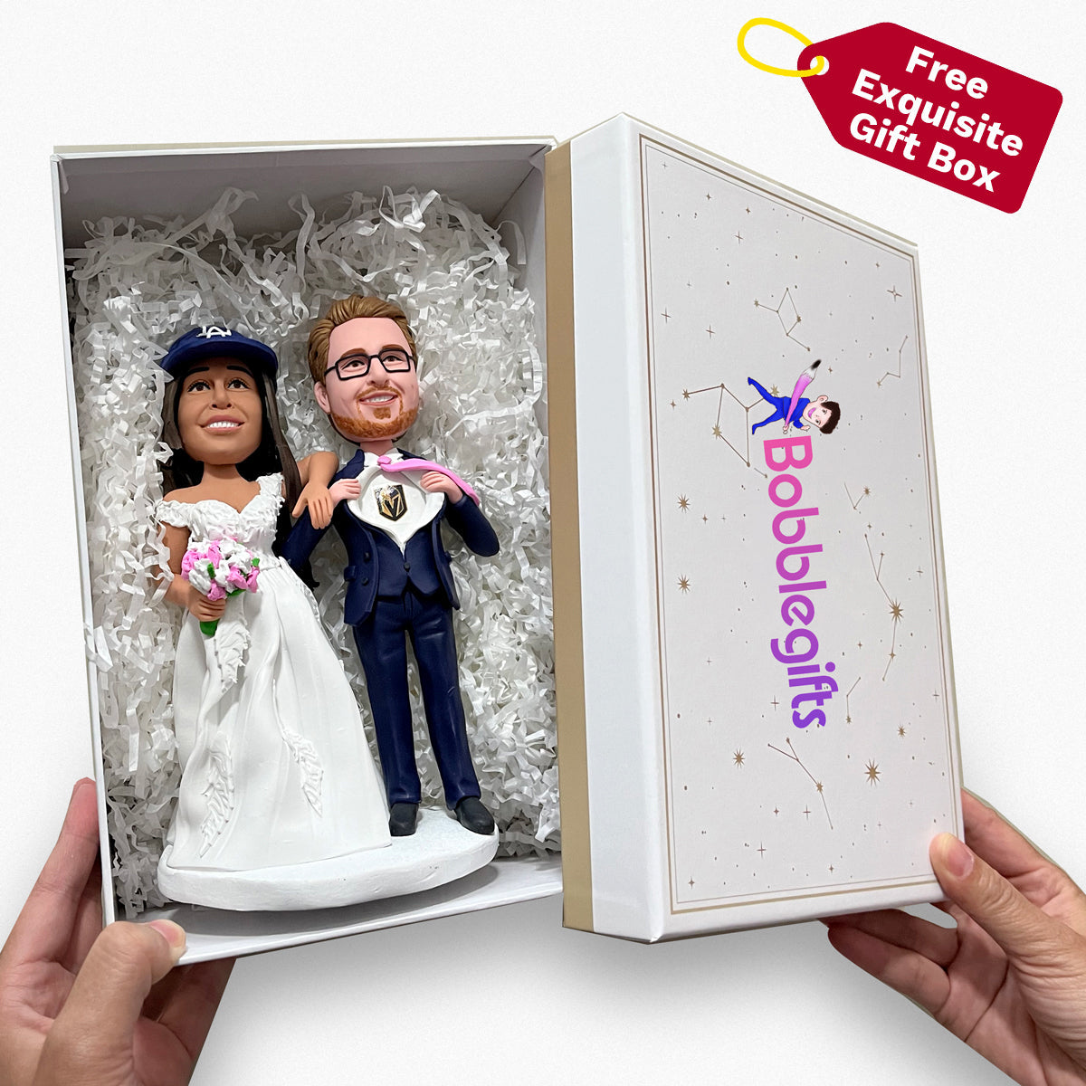 Custom Couple Bobbleheads with Football