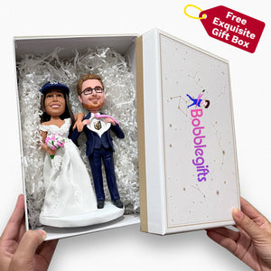 Custom Couple Bobbleheads with Football