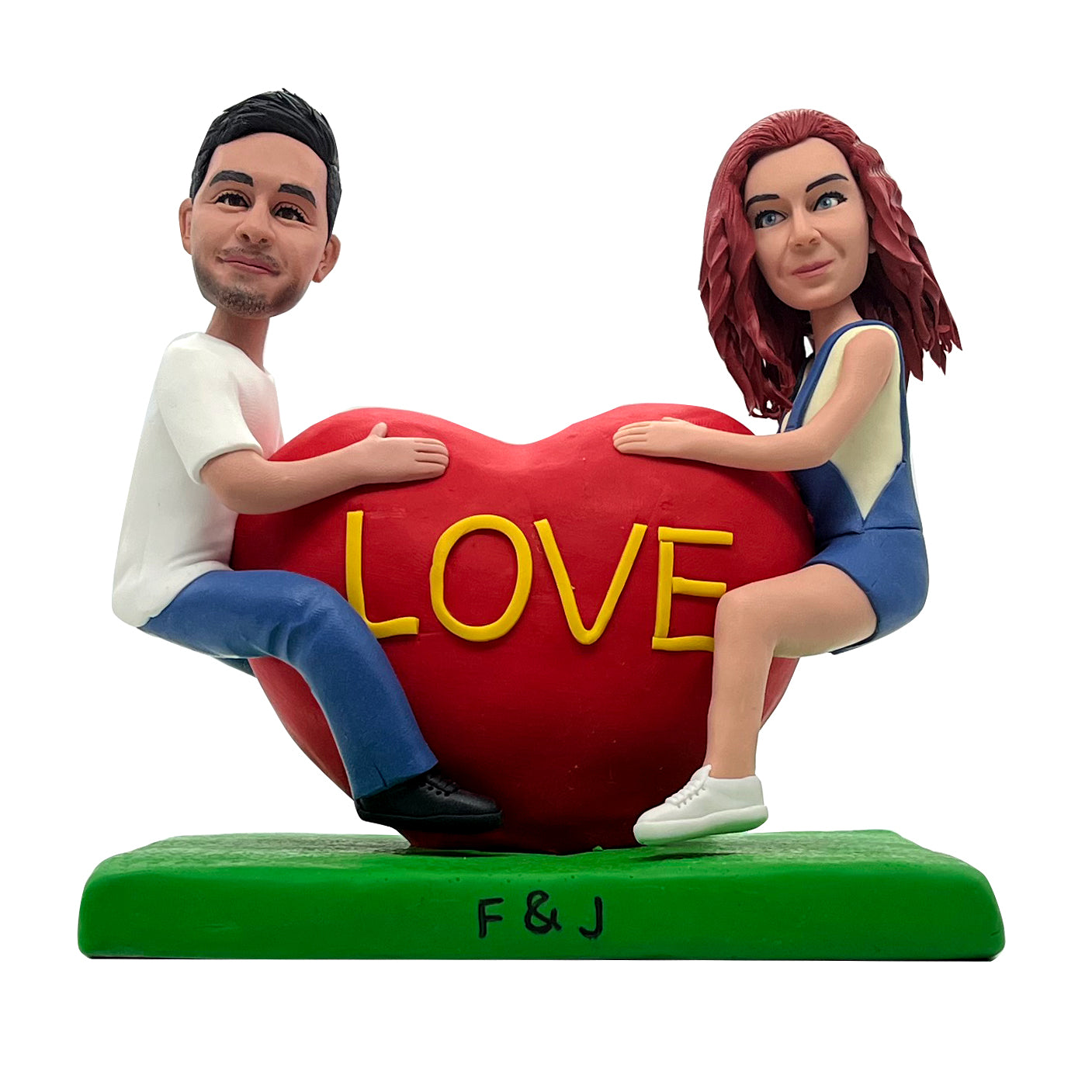 Amoroso corazón pareja Cabezudo personalizado