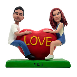 Amoroso corazón pareja Cabezudo personalizado