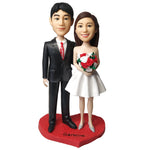 Custom Wedding Couple Bobblehead with Flowers