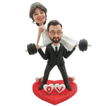 Weightlifting Couples Custom Bobbleheads with Pet
