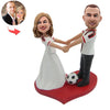 Custom Couple Bobbleheads with Football