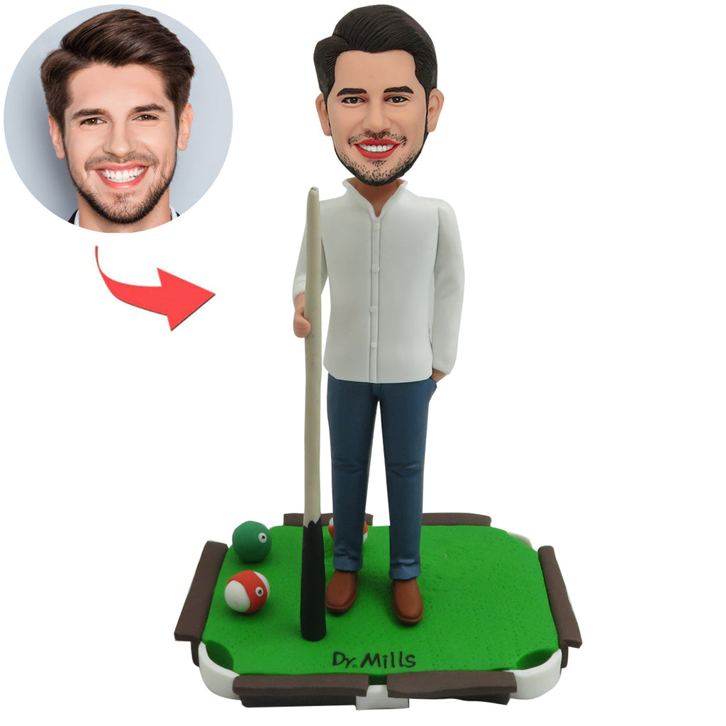 Cabezudo masculino personalizado para entusiastas del billar