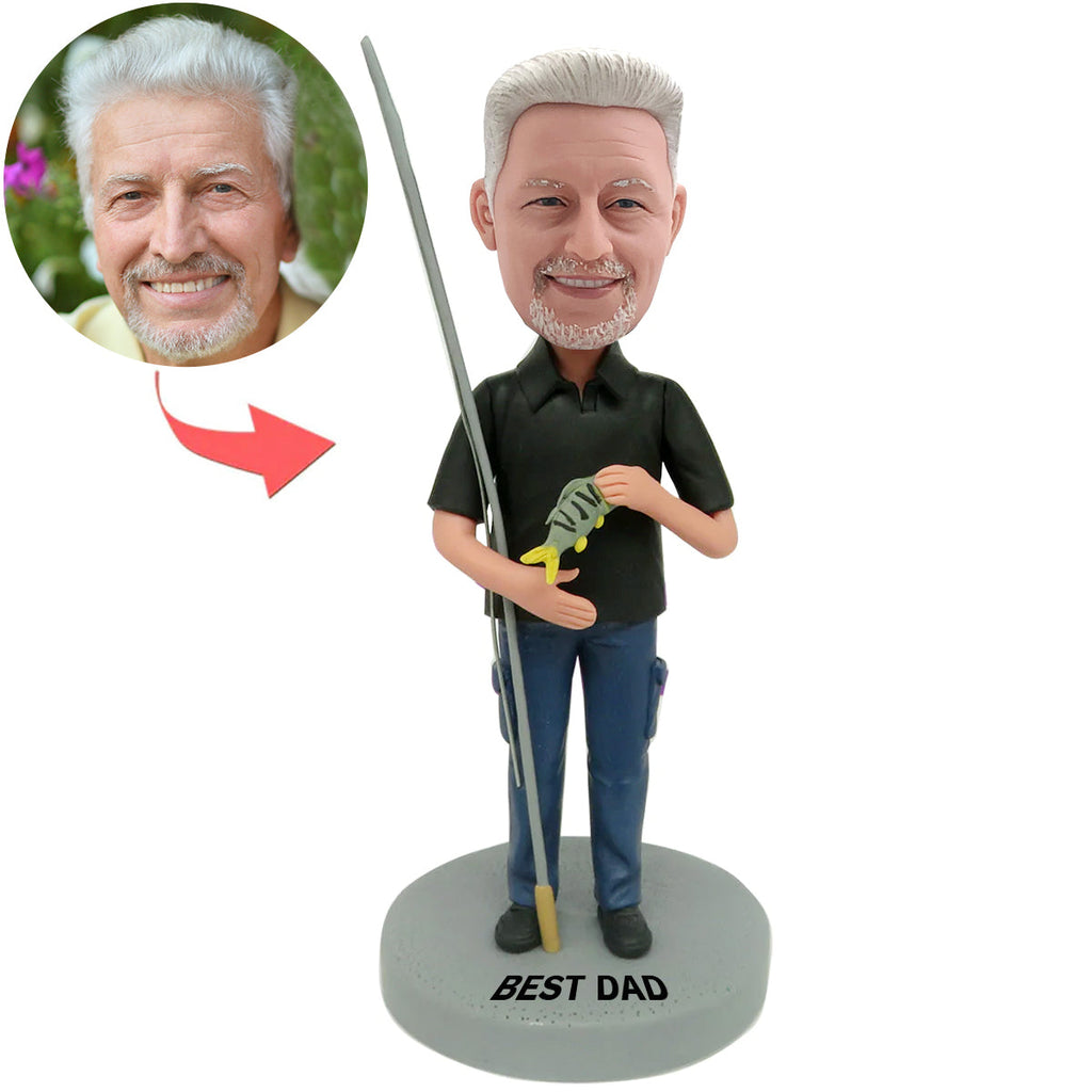 Regalo del Día del Padre - Hombre pescador Cabezudo personalizado