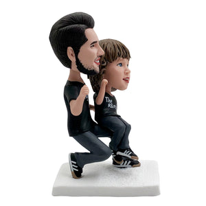 Cabezudo personalizado de padre e hijo para regalos del día del padre