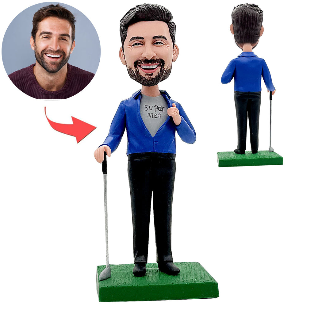 Cabezudo personalizado hombre de golf de negocios
