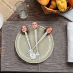 Tenedor y cuchara personalizados de la familia Bobblehead