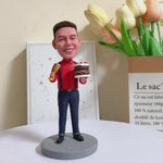 Figura cabezona personalizada hecha a mano para celebración de cumpleaños