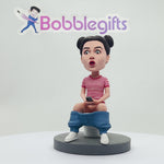 Cabezudos personalizados Mujeres humorísticas sentadas en el inodoro