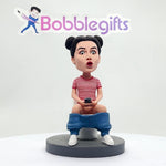 Cabezudos personalizados Mujeres humorísticas sentadas en el inodoro