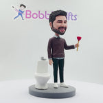 Cabezudo divertido personalizado que destapa el inodoro